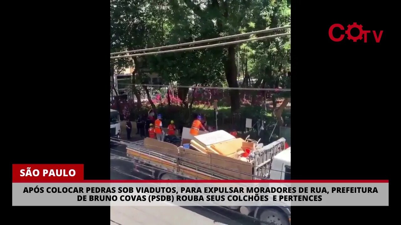 Prefeitura de Covas, em São Paulo, retira colchões e pertences de moradores de rua