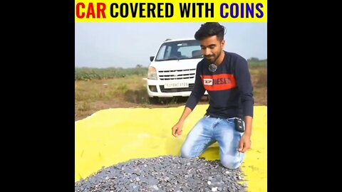 Car Covered With ₹1 Lakh Coins Experiment🔥🔥 Covering Car With Coin shorts @V-Kote The DBXYZ Maker