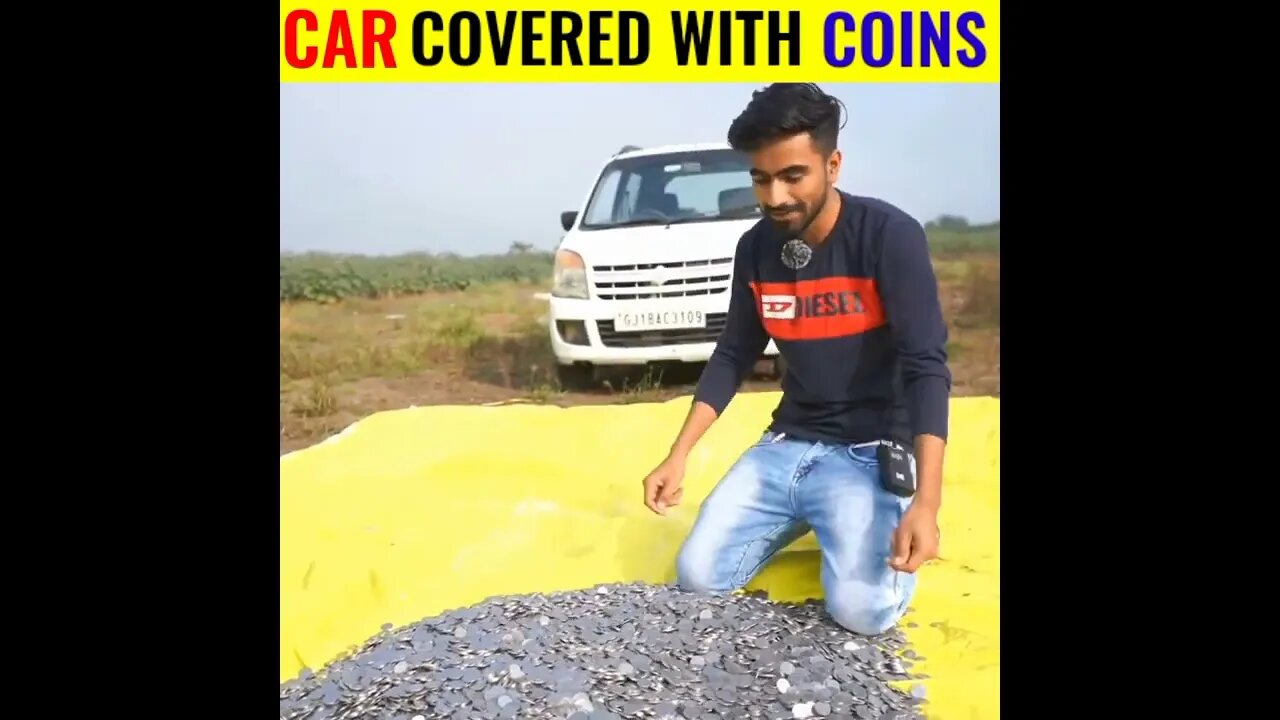 Car Covered With ₹1 Lakh Coins Experiment🔥🔥 Covering Car With Coin shorts @V-Kote The DBXYZ Maker
