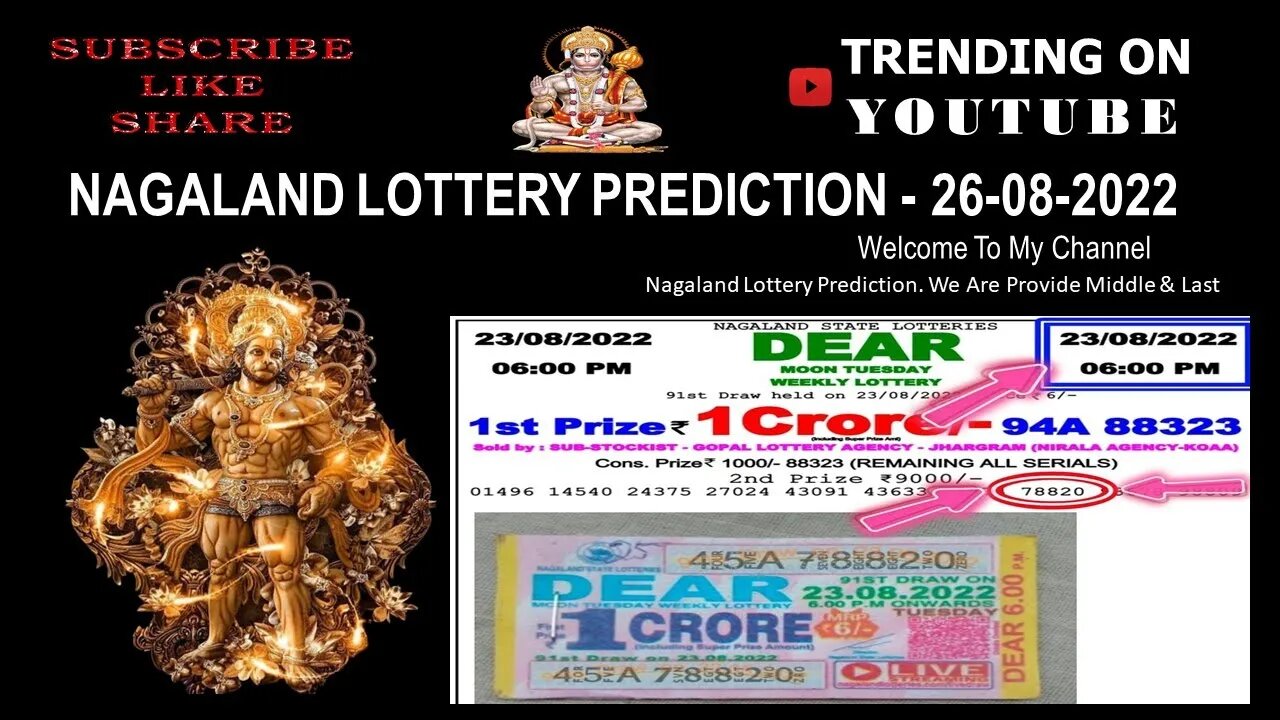 Nagaland Lottery Prediction - 26-08-2022