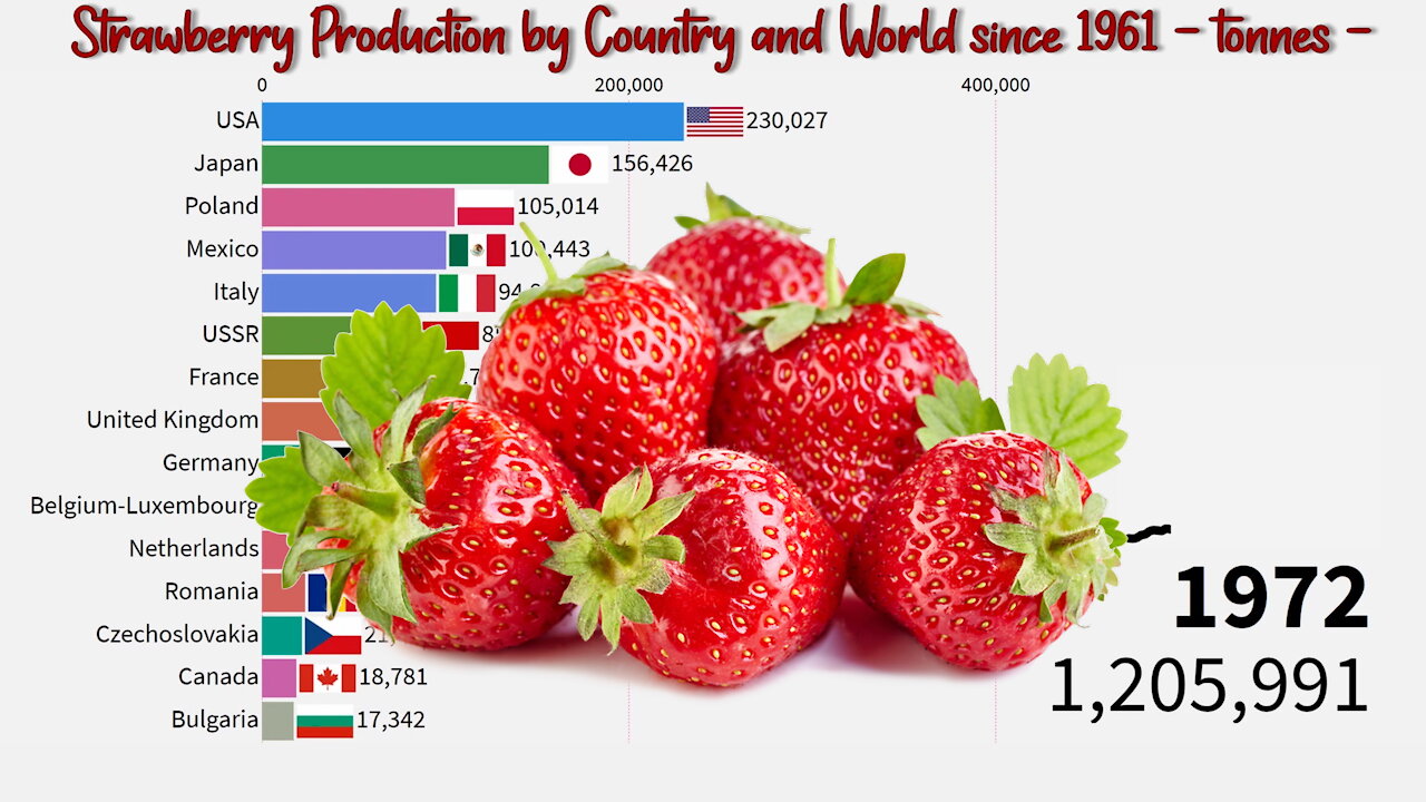 🍓 Strawberry Production by Country and World since 1961