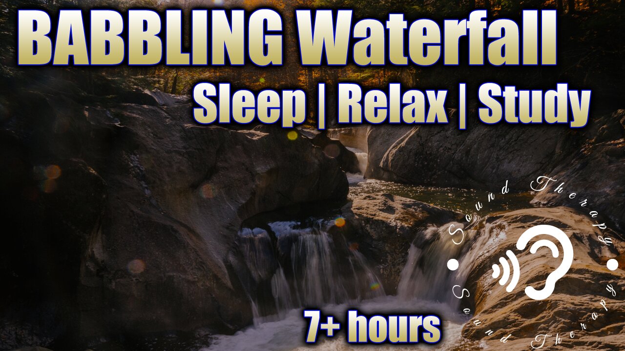 Fall Asleep FAST!! DEEP SLEEP with the sound of a BABBLING WATERFALL! Black Screen