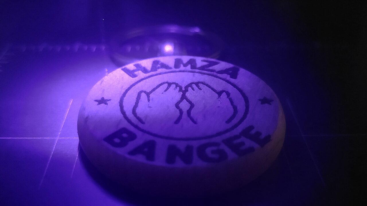 Laser Engraving the name Hamza Bangee in English