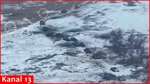 Ambushed with large force, Russians sought to escape by leaving the burning tanks