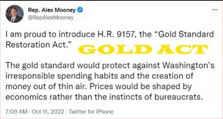 Rep. Alex Mooney I am proud to introduce H.R. 9157, the “Gold Standard Restoration Act.”