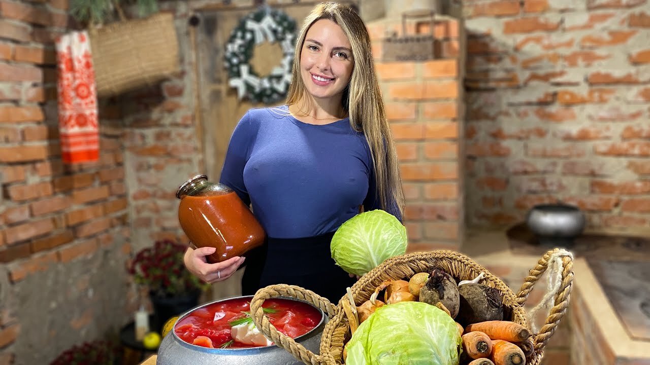 Cooking Traditional Ukrainian Borsch with Ribs I Tomato Soup Recipe