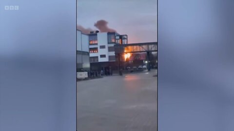 Fireball after Russian missile hits airport in western Ukraine