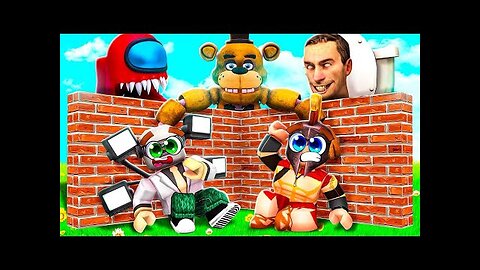 ¡CONSTRUYE para SOBREVIVIR a los MONSTRUOS en ROBLOX! 😱 FNAF vs SKIBIDI TOILET vs AMONG US