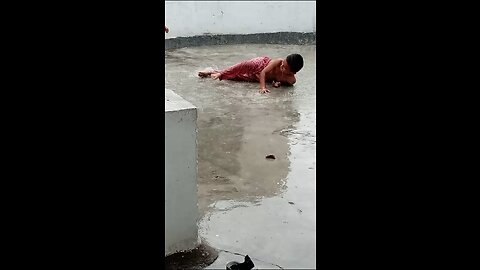 Brothers enjoy rain