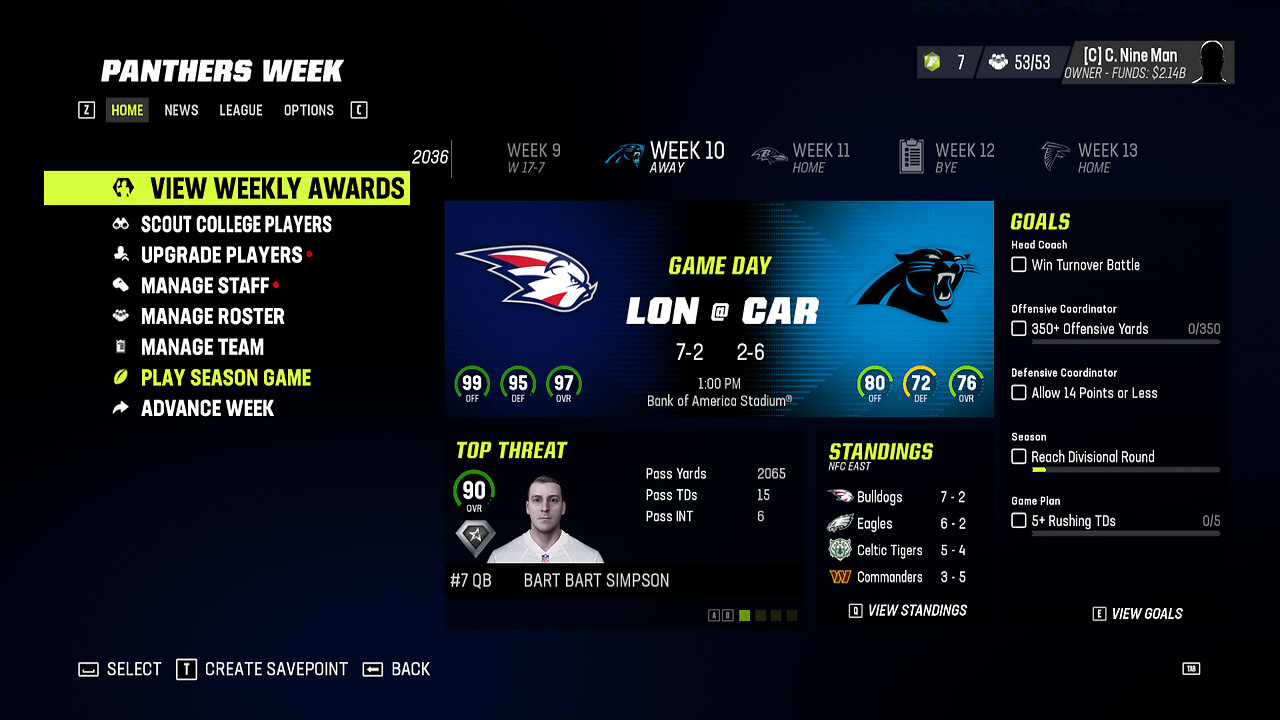 BULLDOGS VS PANTHERS - MADDEN NFL 23