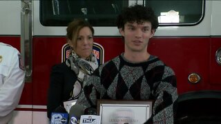 Mother and son honored after saving a man's life