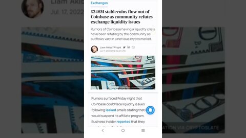 Coinbase Having a Liquidity Crisis #cryptomash #cryptomashnews #cryptonews #viralvideo2022 #ytshorts