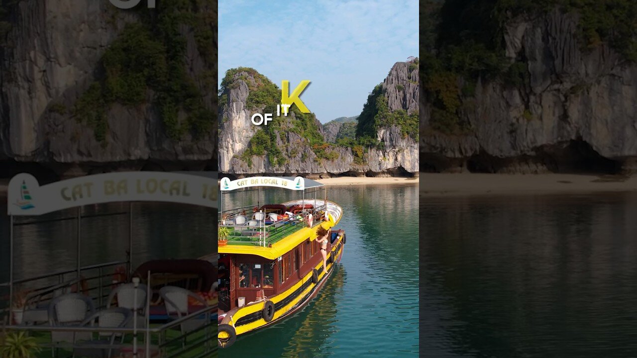 Jumping off a boat in Cat Ba, VIETNAM! 🇻🇳 Share this with your travel buddies 😉 #travelshorts