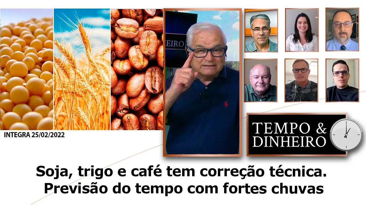 Soja, trigo e café tem correção técnica. Previsão do tempo com fortes chuvas