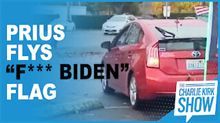 Prius Flys “F*** Biden” Flag