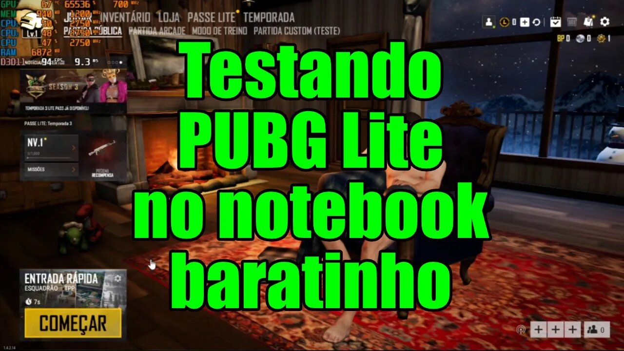 Testando PUBG Lite no notebook baratinho