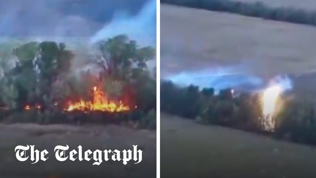 Drone rains down molten thermite on Ukrainian battlefield