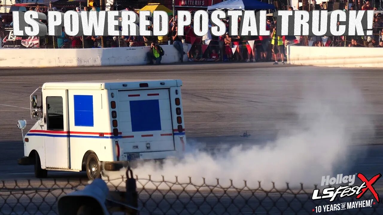 LS Postal - LS Swapped USPS LLV Mail Truck Doing Donuts in Burnout Competition at LS Fest 2019