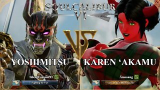 Yoshimitsu (SilentCoronet91) VS Karen ‘Akamu (Amesang) (SoulCalibur VI — Xbox One Ranked)