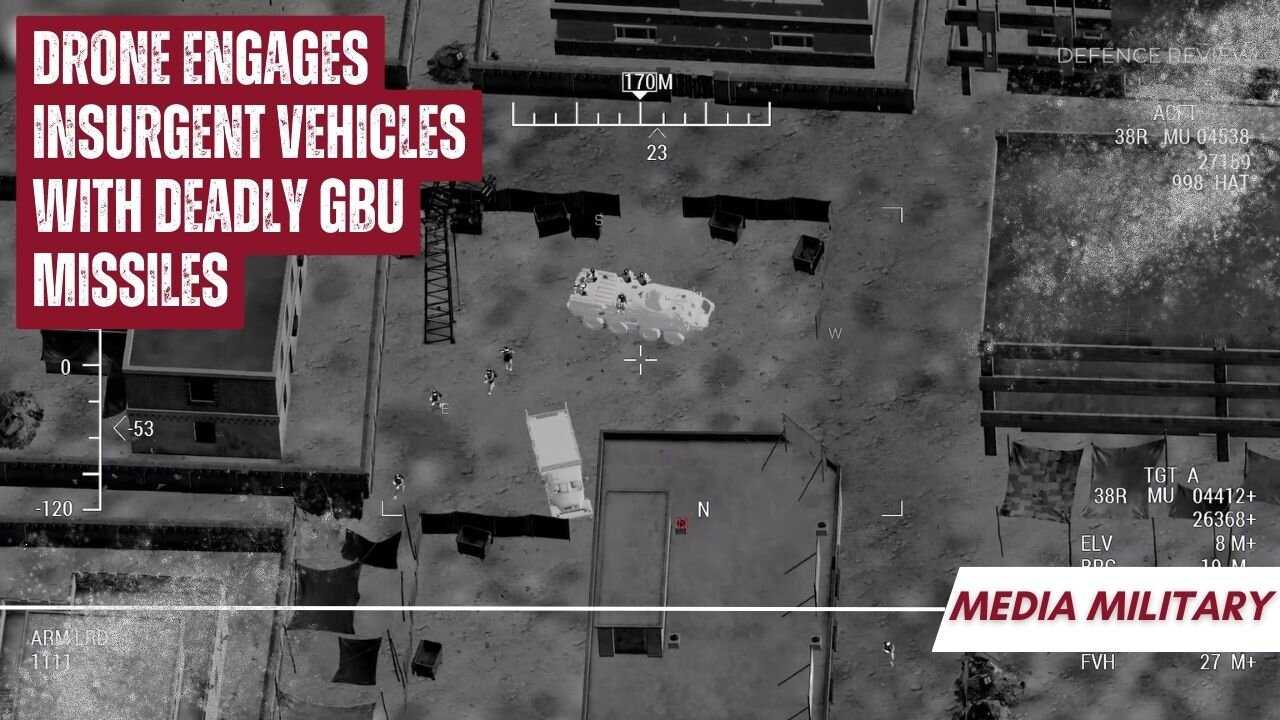 Drone Engages Insurgent Vehicles with Deadly GBU Missiles