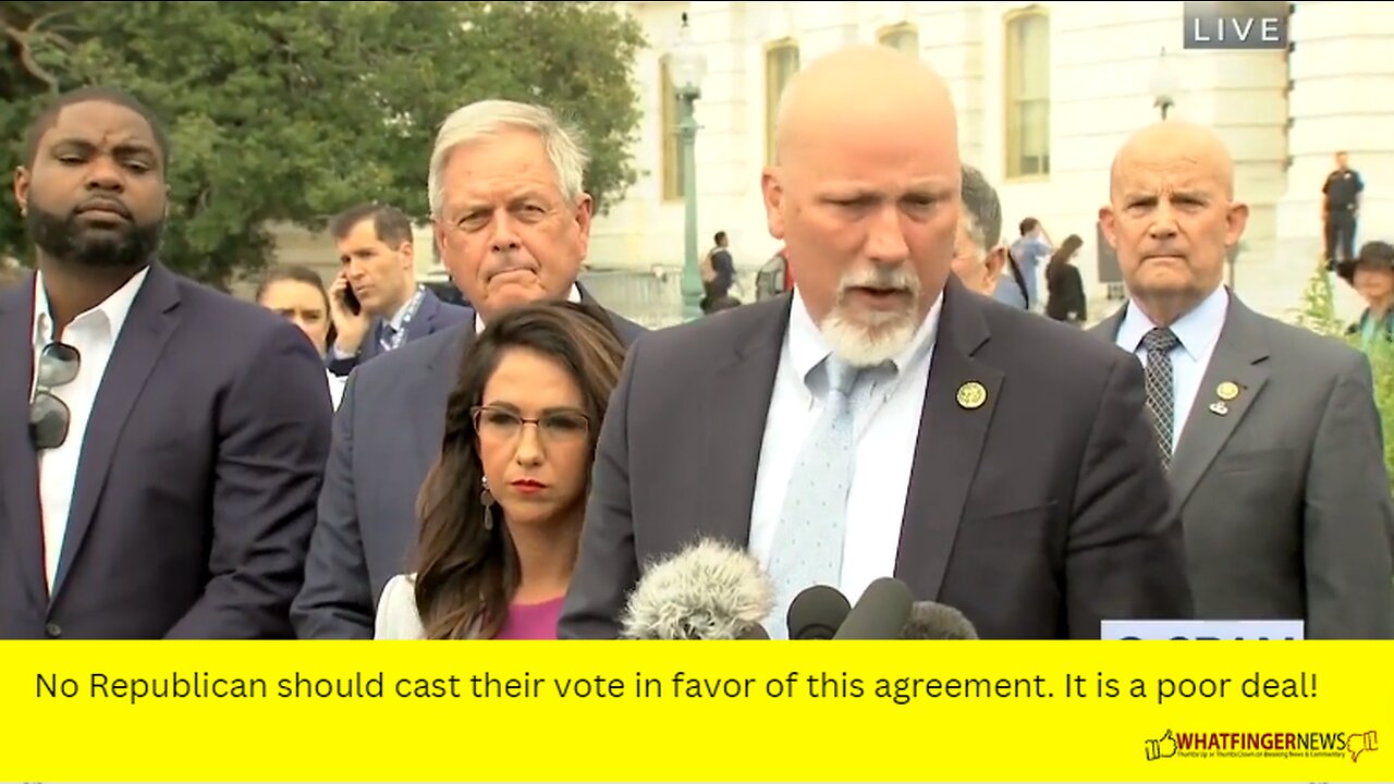 No Republican should cast their vote in favor of this agreement. It is a poor deal!