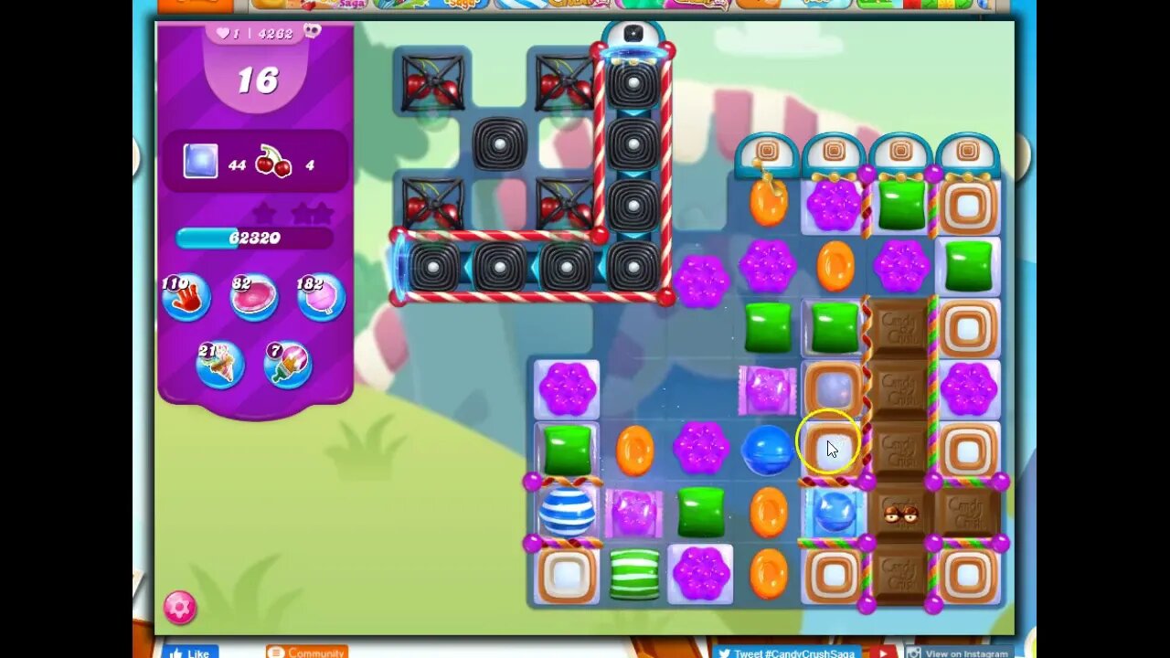 Candy Crush Level 4262 Talkthrough, 22 Moves 0 Boosters