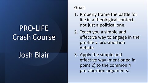 September 18, 2024 - Josh Blair - Pro-Life Crash Course
