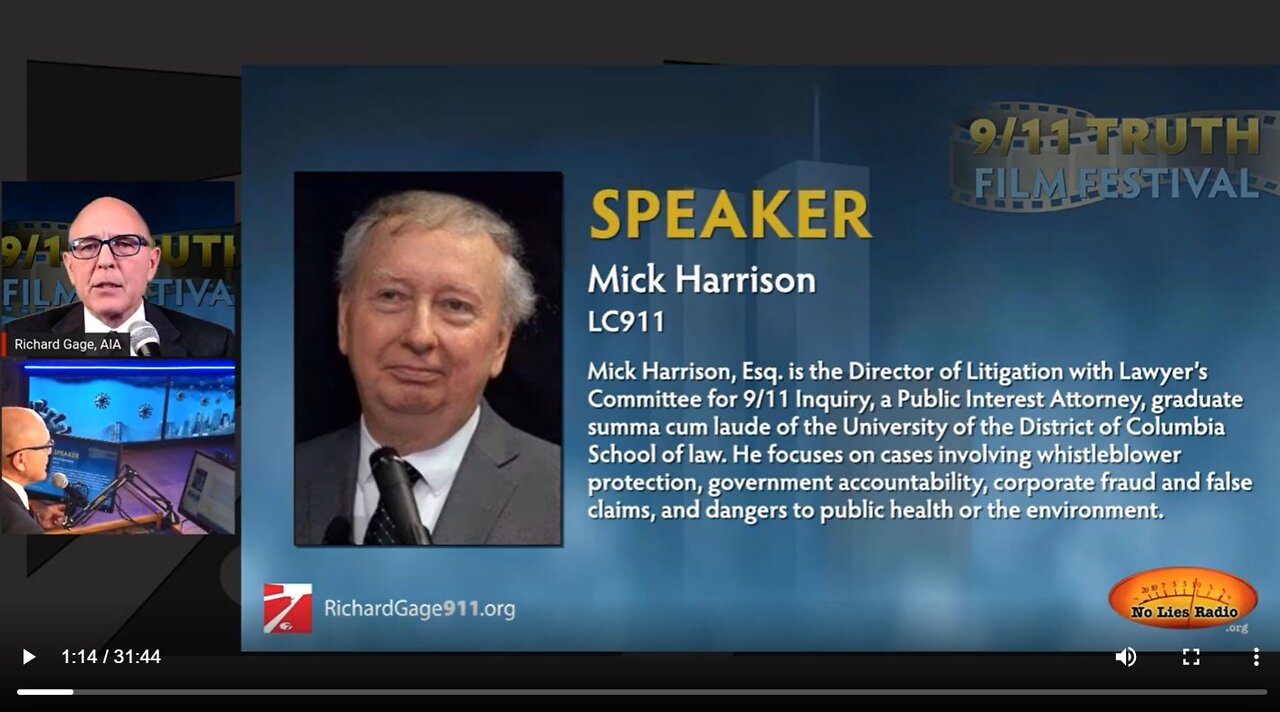 Theater 2 – Speaker: Mick Harrison of The Lawyers’ Committee for 9/11 Inquiry