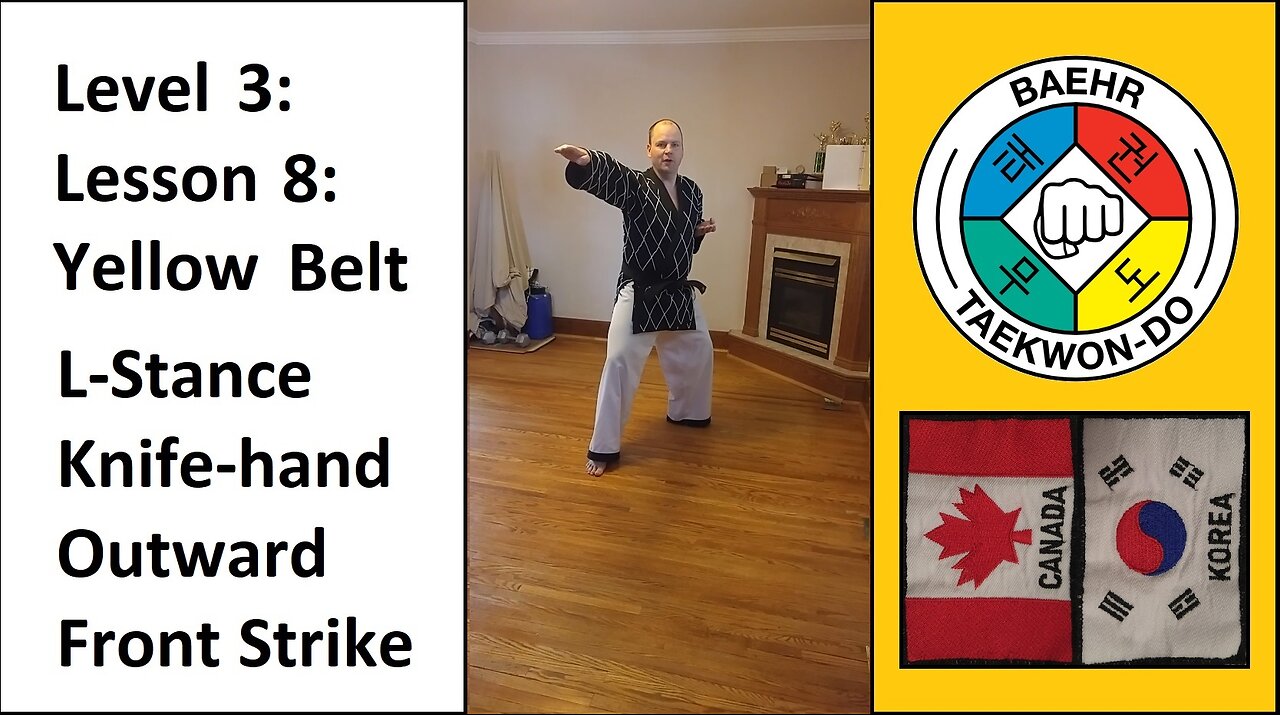 Baehr Taekwondo: 03-08: Yellow Belt: L-Stance - Knife-hand Outward Front Strike