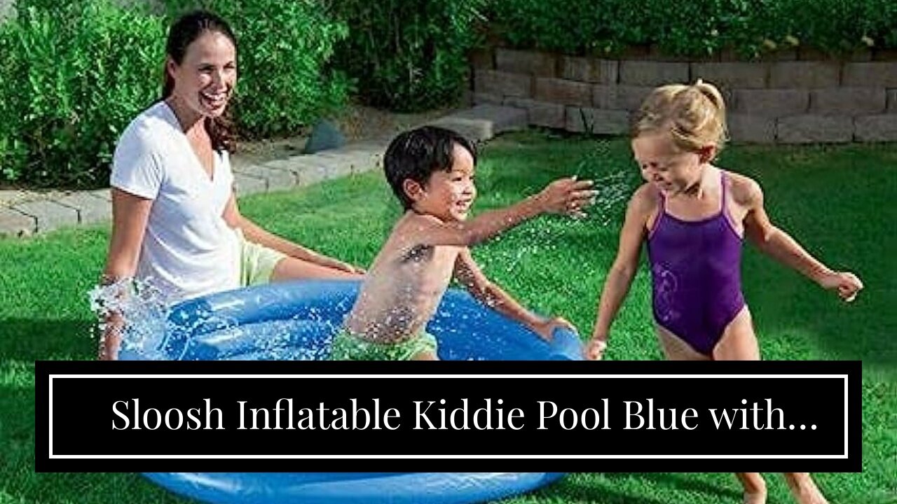 Sloosh Inflatable Kiddie Pool Blue with Geometric Pattern Swimming Pool 3-Rings for Kids Indoor...