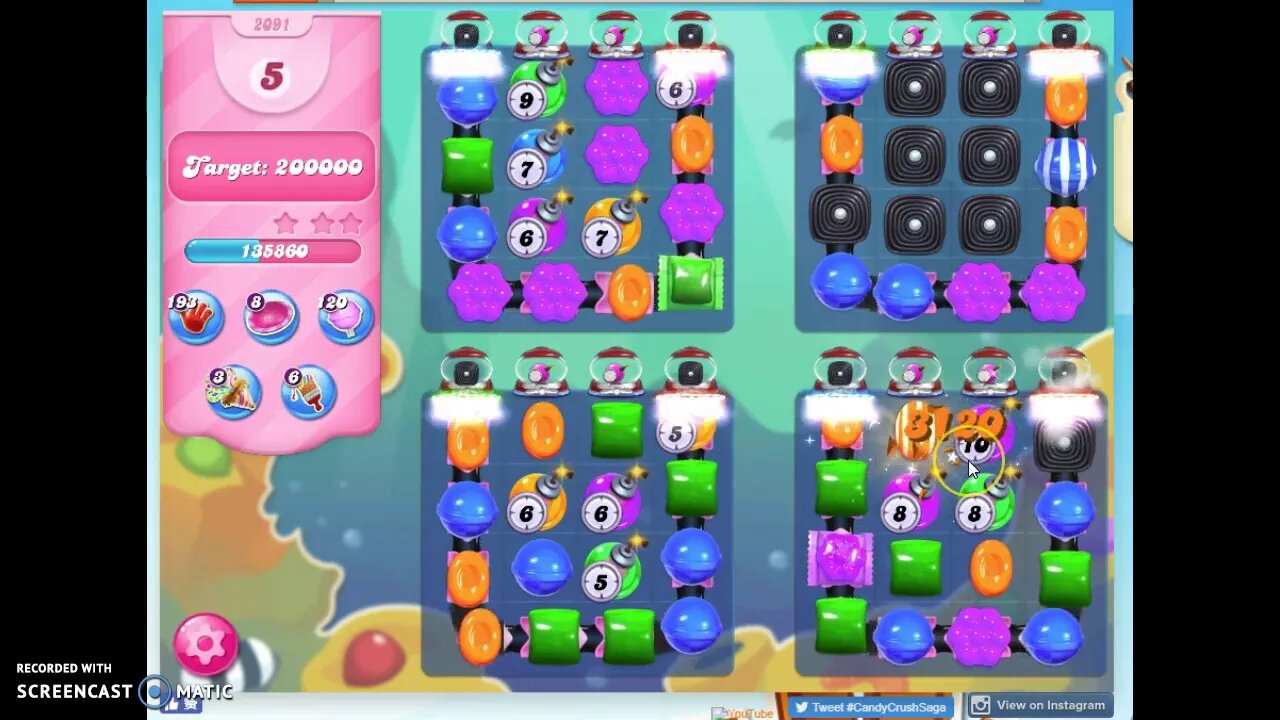 Candy Crush Level 2091 Audio Talkthrough, 1 Star 0 Boosters