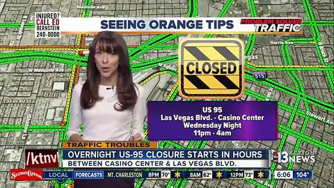 U.S. 95 will shut down between Casino Center, Las Vegas Boulevard
