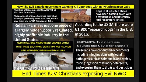 Now The Evil Satanic government wants to Kill your dogs with mRNA Bioweapon Jabs