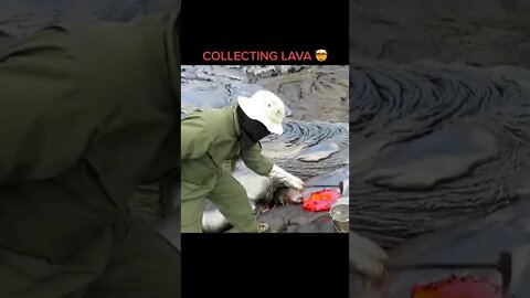 I can't stop seeing this! Collecting lava 🤯😳#viral #volcano #shorts #foryou