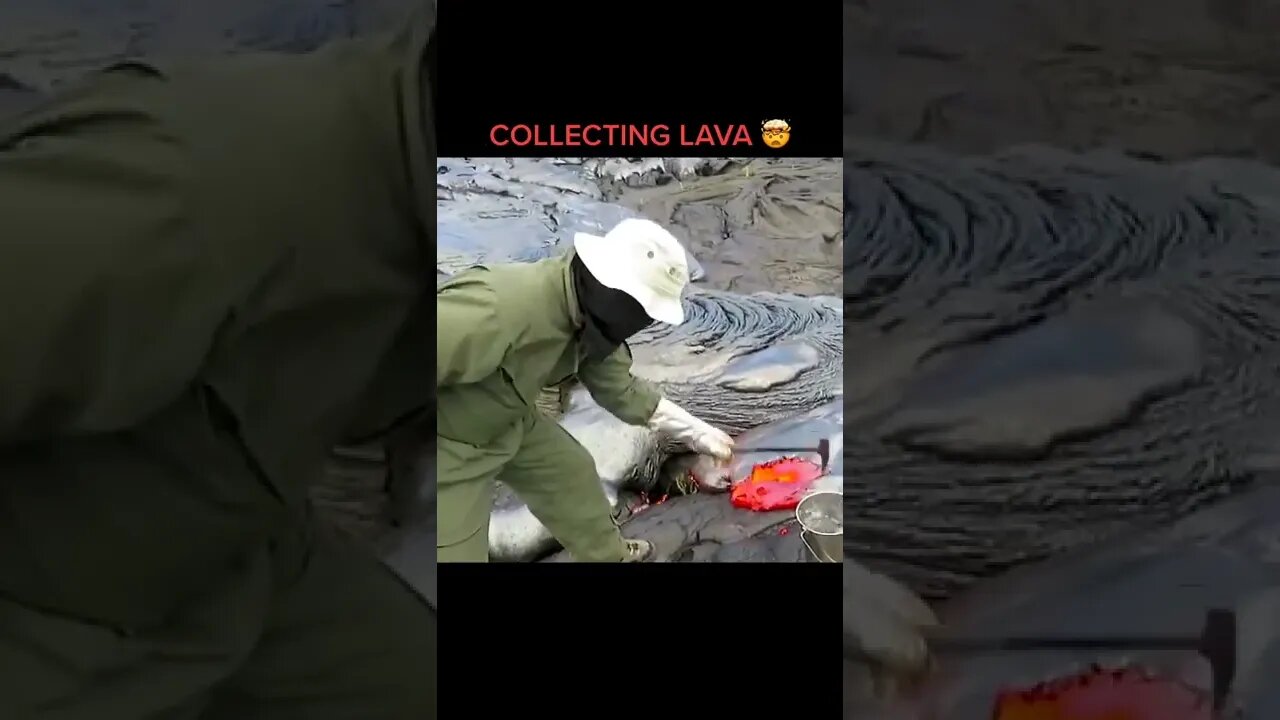 I can't stop seeing this! Collecting lava 🤯😳#viral #volcano #shorts #foryou