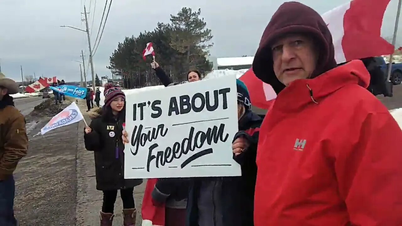 Soo Freedom Convoy and Human Chain - March 5th - Not a bad turnout at the Flying J