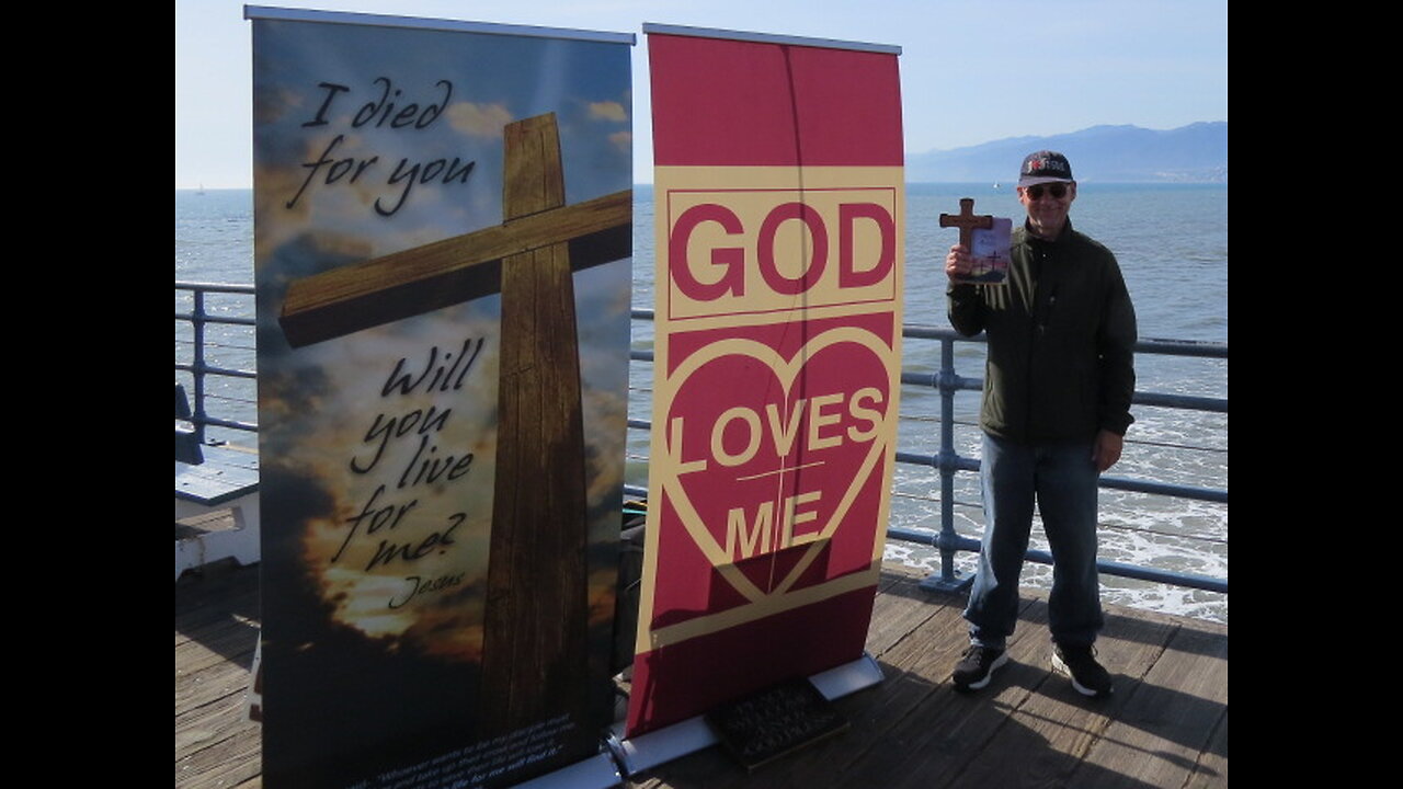 Brother in Christ,-David Gregory is preaching the Gospel on the Santa Monica Pier, Sat., 3-9-2024