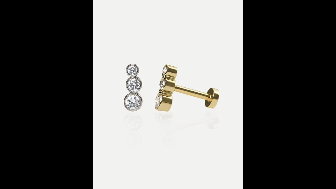 Diamond Flat Back Piercing Studs Fine Jewelry