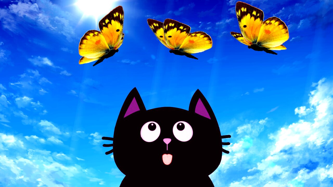 Game for cats, cats and kittens - Butterflies in the Sky