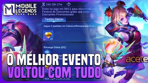 O MELHOR EVENTO DO JOGO VOLTOU!!! ATÉ 4 SKINS GRÁTIS | MLBB