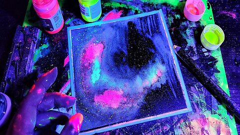 Galaxy Nebula watercolor Painting / blacklight