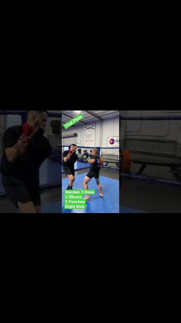 Muay Thai Pad Combo Knee 2 Elbows 3 Punches 1 Kick