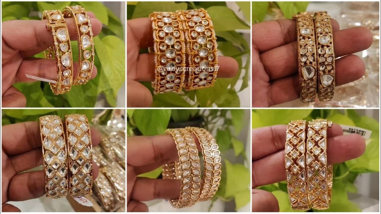 22kt gold plated kundan bangles designs!! Rose gold bangles