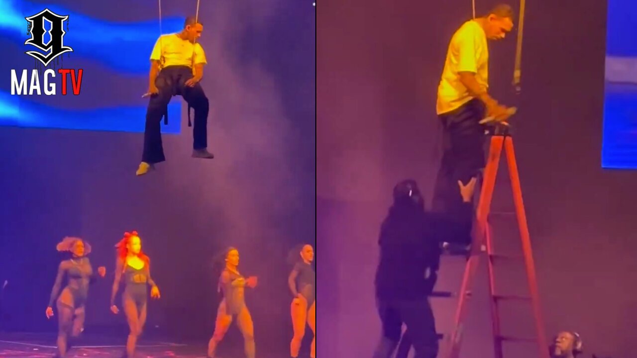 Chris Brown Snaps At Production Crew After Getting Stuck Mid Air During Performance!