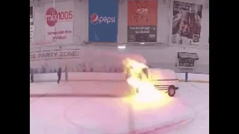 Zamboni catches on fire