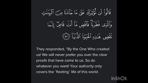 Surah TaHa Ayat 72