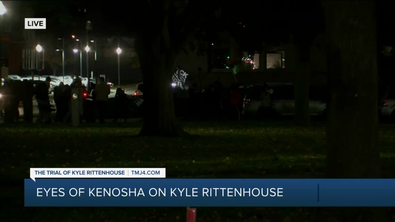 Demonstrators march in Kenosha for the Kyle Rittenhouse trial