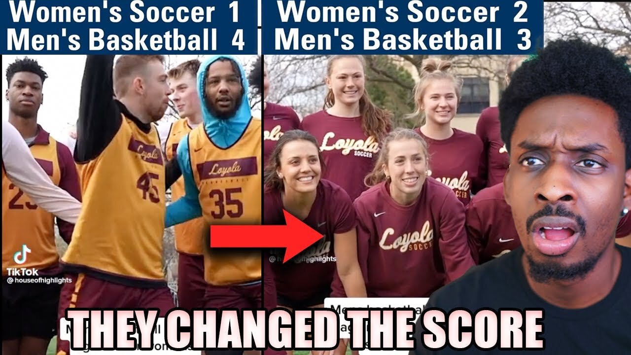 Women's soccer team gets embarrassed by Men's basketball ... They had to change the score