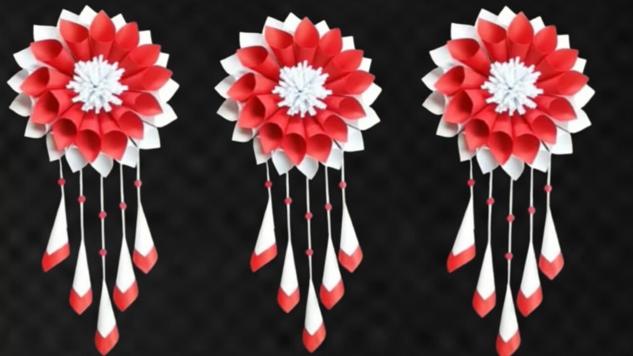 Beautiful paper flower wall hanging / Paper craft for home decoration / easy idea