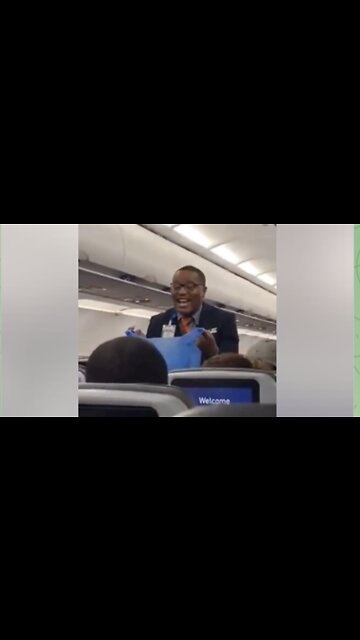 Flight Attendent Sings "Throw Away Your Mask"